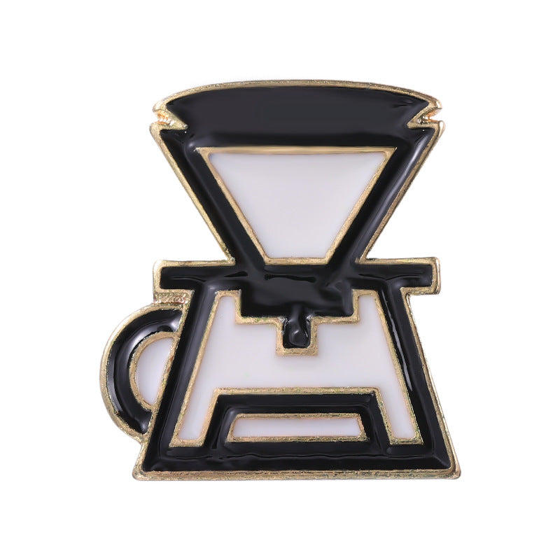 Brooch Coffee Maker Coffee Cup Commemorative Badge Gift Metal