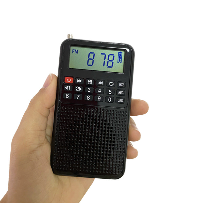 راديو FM صغير عالي الجودة متعدد الوظائف، شحن، بلوتوث، مضخم صوت، آلة حكي قصص كبيرة متعددة الوظائف تعمل بالبطاقة.