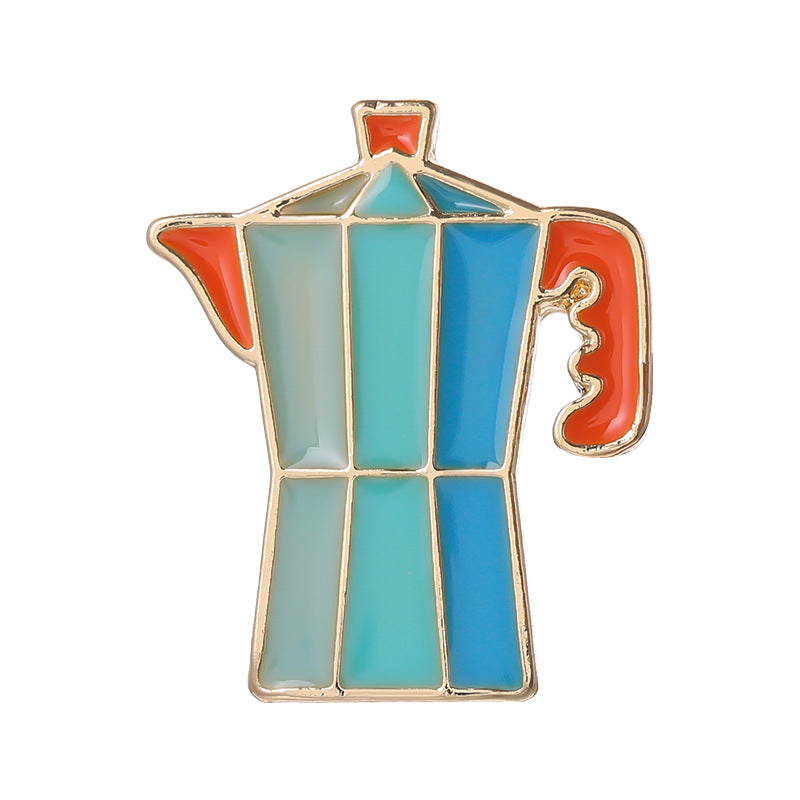 Brooch Coffee Maker Coffee Cup Commemorative Badge Gift Metal
