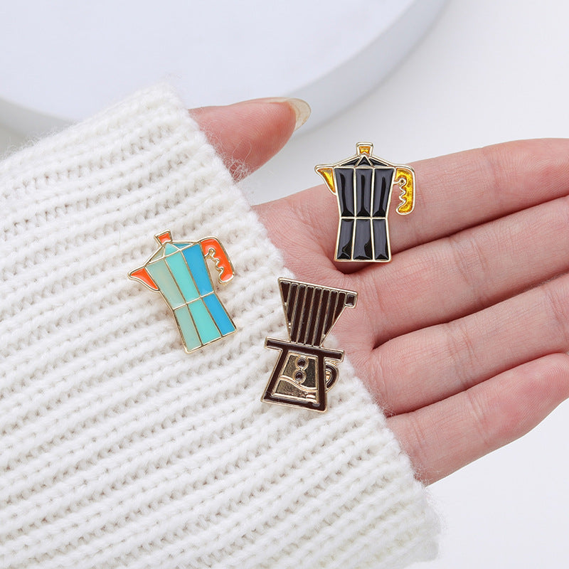 Brooch Coffee Maker Coffee Cup Commemorative Badge Gift Metal