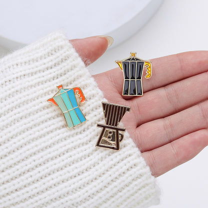 Brooch Coffee Maker Coffee Cup Commemorative Badge Gift Metal
