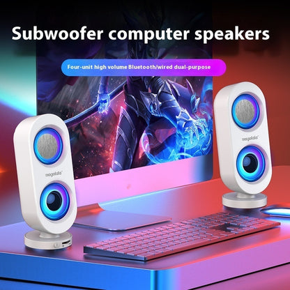 مكبر صوت مكتبي للكمبيوتر بمضخم صوت سلكي بلوتوث ثنائي الاستخدام واجهة USB