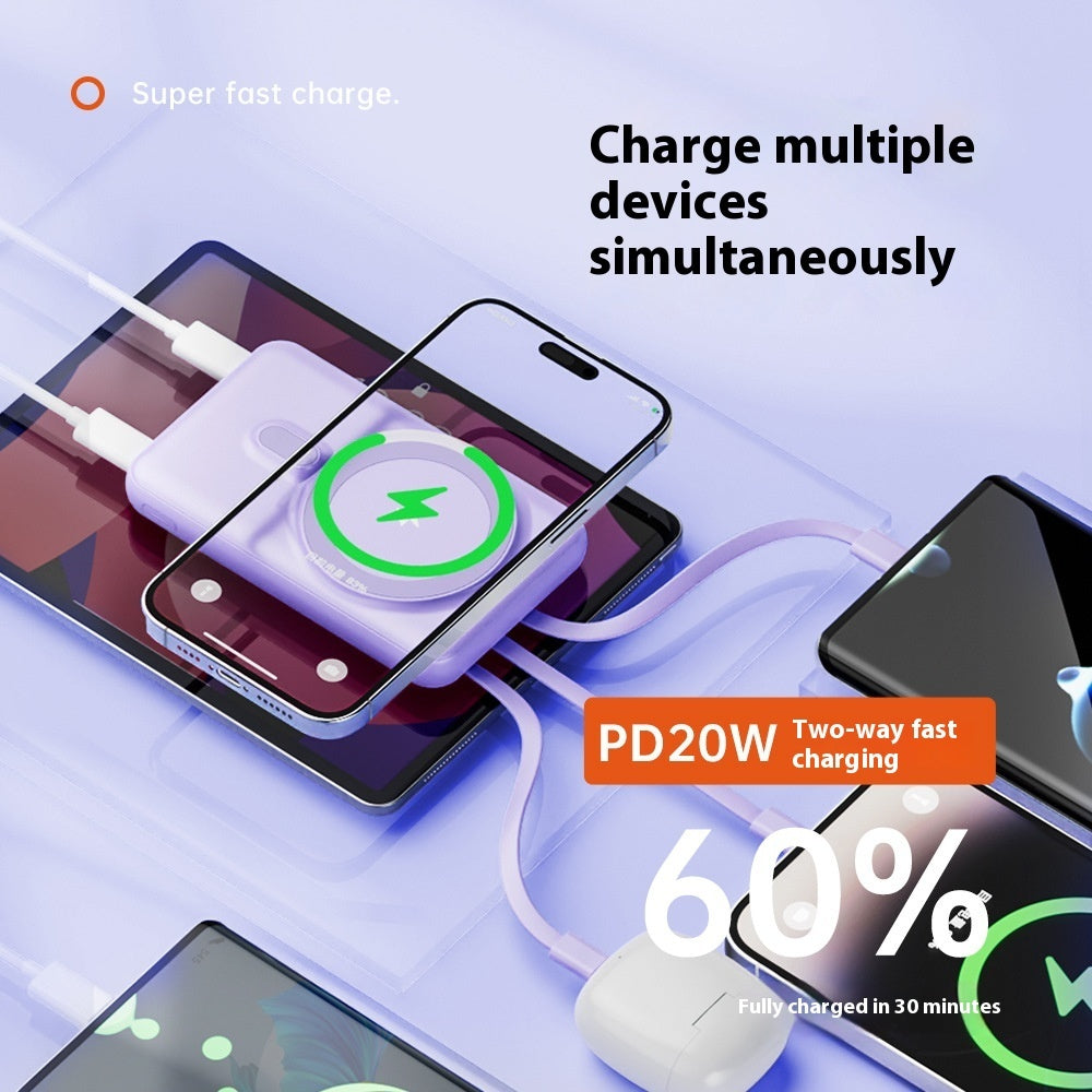 Magnetic Wireless Power Bank With Cable Mobile Power Supply