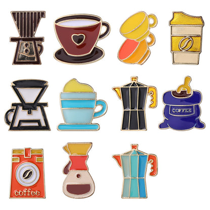 Brooch Coffee Maker Coffee Cup Commemorative Badge Gift Metal