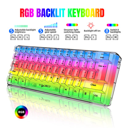 Wired Membrane Keyboard Fully Transparent Gaming Keyboard