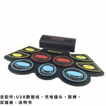 طقم طبل يدوي ملون قابل للطي طبل يدوي محمول مع حامل